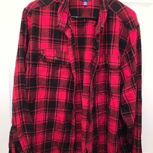 Men Red Black Flannel 2XL